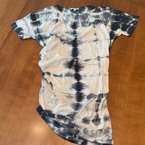 Sundry Tie-Dye Ruched T-Shirt Dress in Black and White